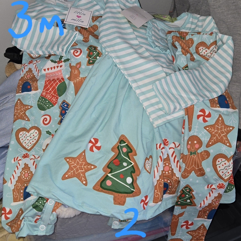 Kids Christmas Pajamas - Blue and Green